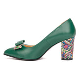 Pantofi dama din piele naturala verde 2125