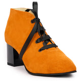 Botine dama din piele naturala orange 1052