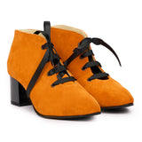 Botine dama din piele naturala orange 1052