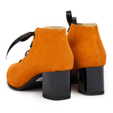 Botine dama din piele naturala orange 1052