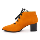 Botine dama din piele naturala orange 1052