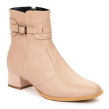 Botine dama elegante din piele naturala bej 1023