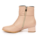 Botine dama elegante din piele naturala bej 1023